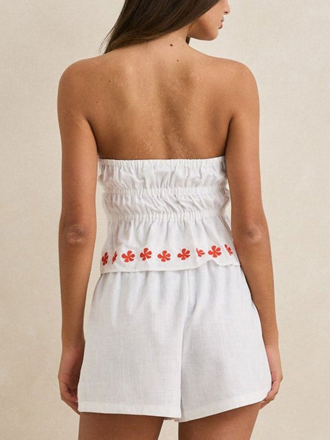 Rhythm Melia Floral Embroidered Strapless Top Spring 2026 | WHITE