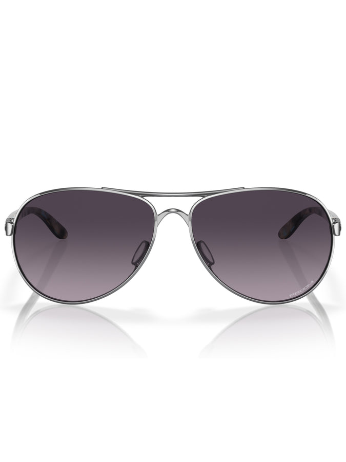 Oakley Feedback Polished Chrome/Prizm Grey Gradient Sunglasses | POLSHD CHROME/PRIZM GREY GRAD