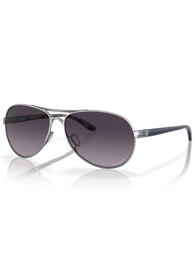 Oakley Feedback Polished Chrome/Prizm Grey Gradient Sunglasses | POLSHD CHROME/PRIZM GREY GRAD