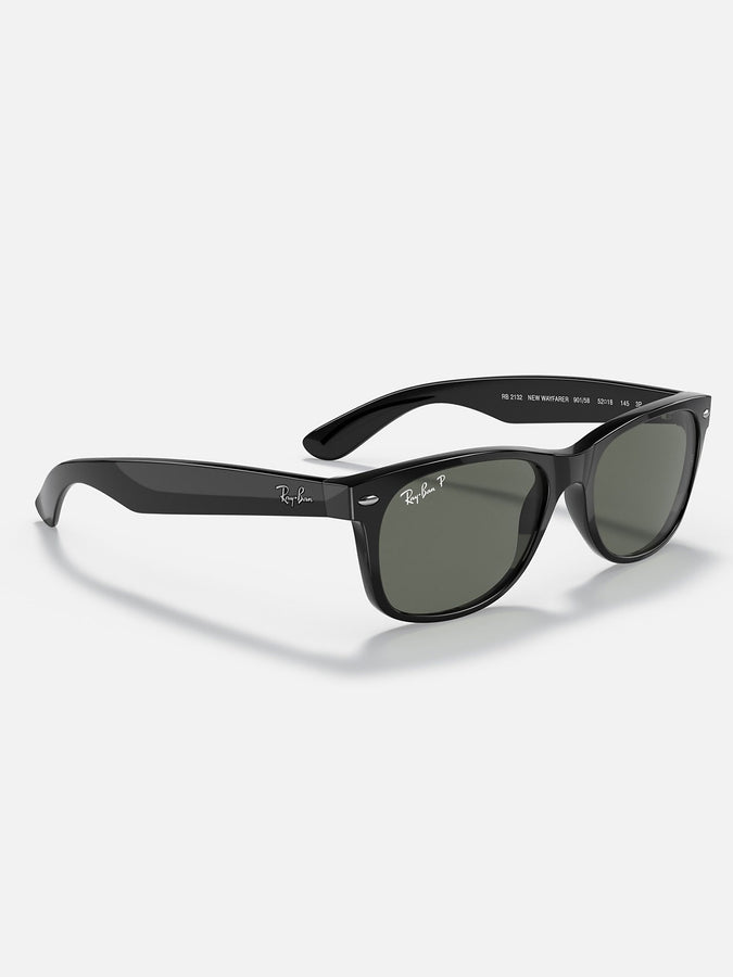 Ray-Ban New Wayfarer Polished Black/Green Sunglasses | POLISHED BLACK/GREEN