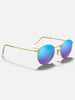 Ray Ban Round Metal Matte Gold/ Blue Mirror Sunglasses
