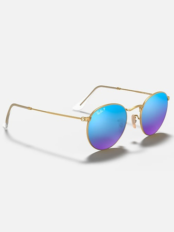 Ray Ban Round Metal Matte Gold/ Blue Mirror Sunglasses | MATTE GOLD/BLUE MIRROR