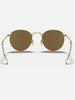 Ray Ban Round Metal Matte Gold/ Blue Mirror Sunglasses