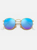 Ray Ban Round Metal Matte Gold/ Blue Mirror Sunglasses