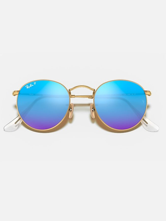 Ray Ban Round Metal Matte Gold/ Blue Mirror Sunglasses | MATTE GOLD/BLUE MIRROR