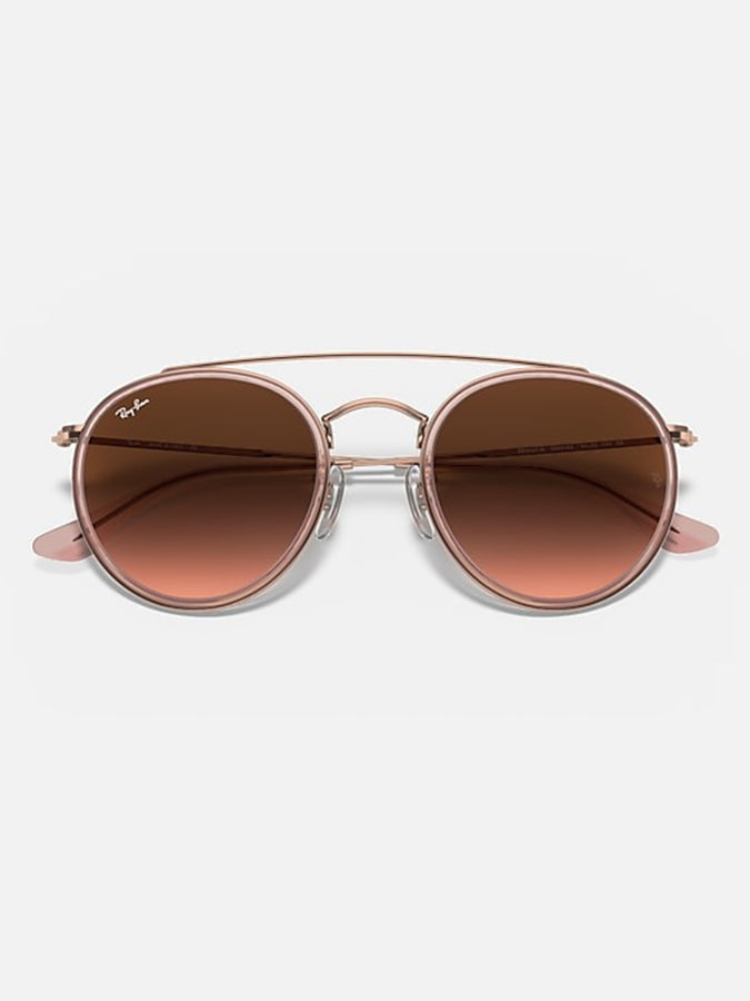 Ray Ban Round Double Bridge Polished Copper/ Brown Gardient Sunglasses | COPPER/BROWN GRADIENT