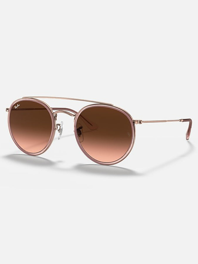 Ray Ban Round Double Bridge Polished Copper/ Brown Gardient Sunglasses | COPPER/BROWN GRADIENT