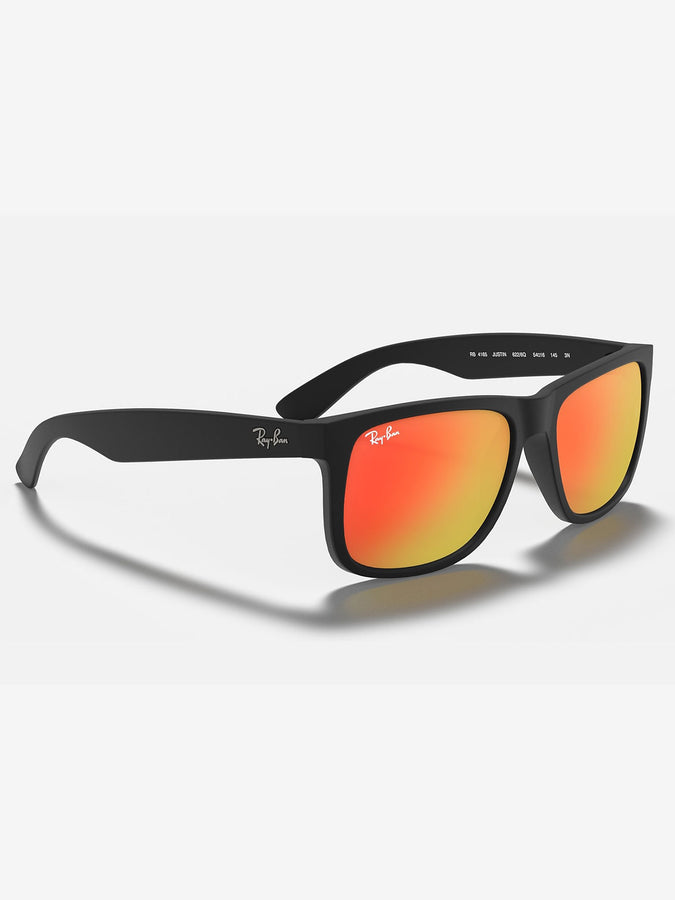 Ray-Ban Justin Matte Black/Red Mirror Sunglasses | MATTE BLACK/RED MIRROR