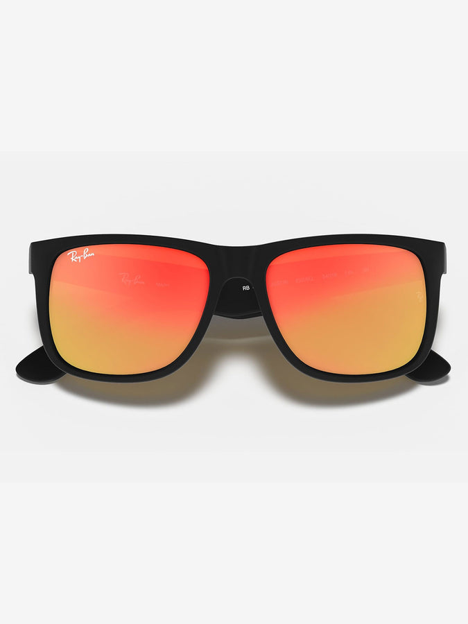 Ray-Ban Justin Matte Black/Red Mirror Sunglasses | MATTE BLACK/RED MIRROR