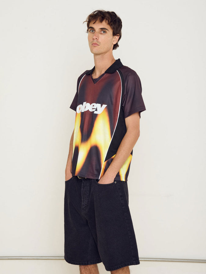 Obey Blurred Soccer Jersey T-Shirt Spring 2026 | BURNT RED MULTI (BNR)