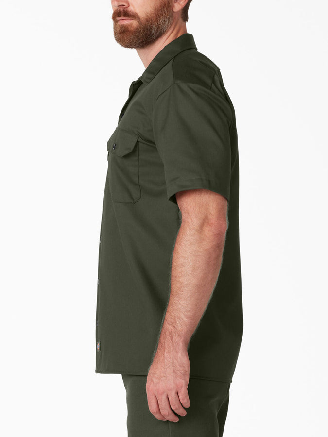Dickies Twill Work Short Sleeve Buttondown Shirt | OLIVE GREEN (OG)