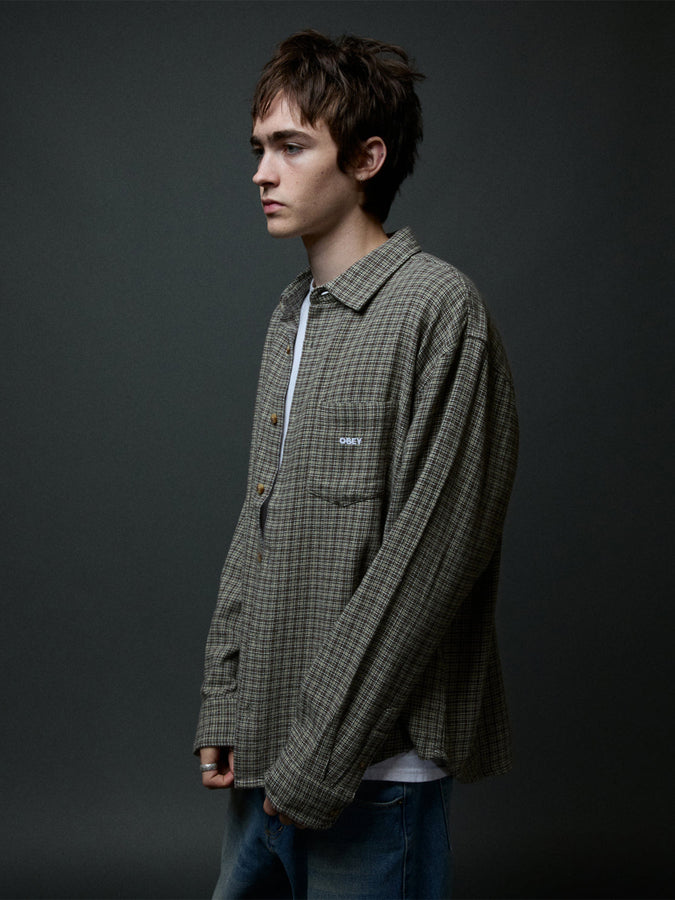 Obey Bigwig Axel Long Sleeves Buttondown Shirt Fall 2026 | BLACK MULTI (BKM)
