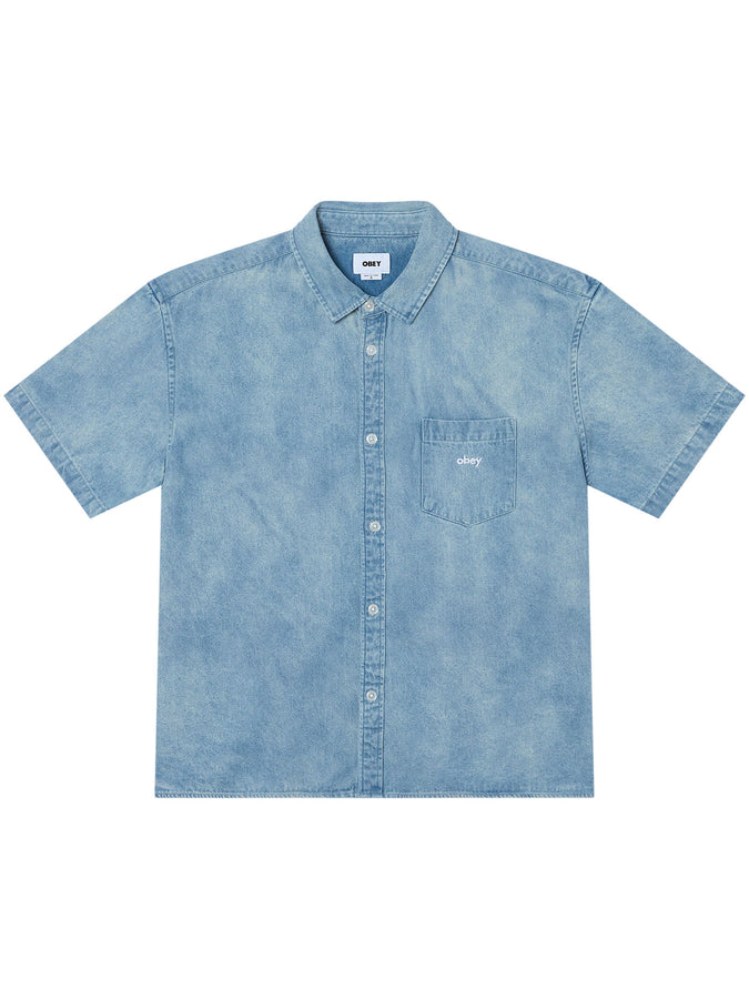 Obey Owens Denim Short Sleeve Buttondown Shirt Spring 2026 | BLEACHED INDIGO (BID)