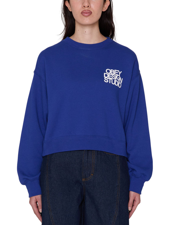 Obey Design Studio Cropped Crewneck Sweatshirt Fall 2026 | MAZARINE BLUE (MZB)