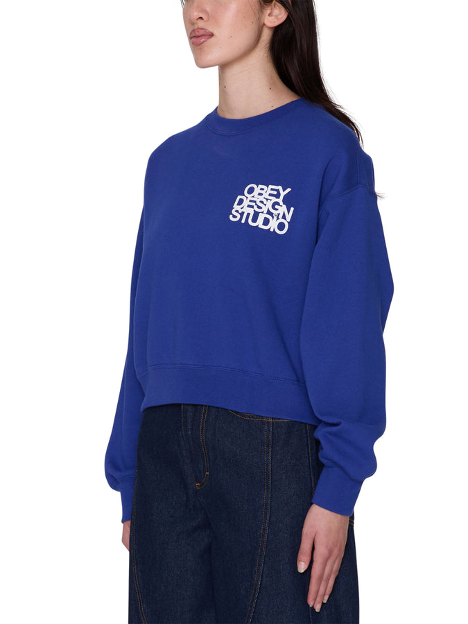 Obey Design Studio Cropped Crewneck Sweatshirt Fall 2026 | MAZARINE BLUE (MZB)