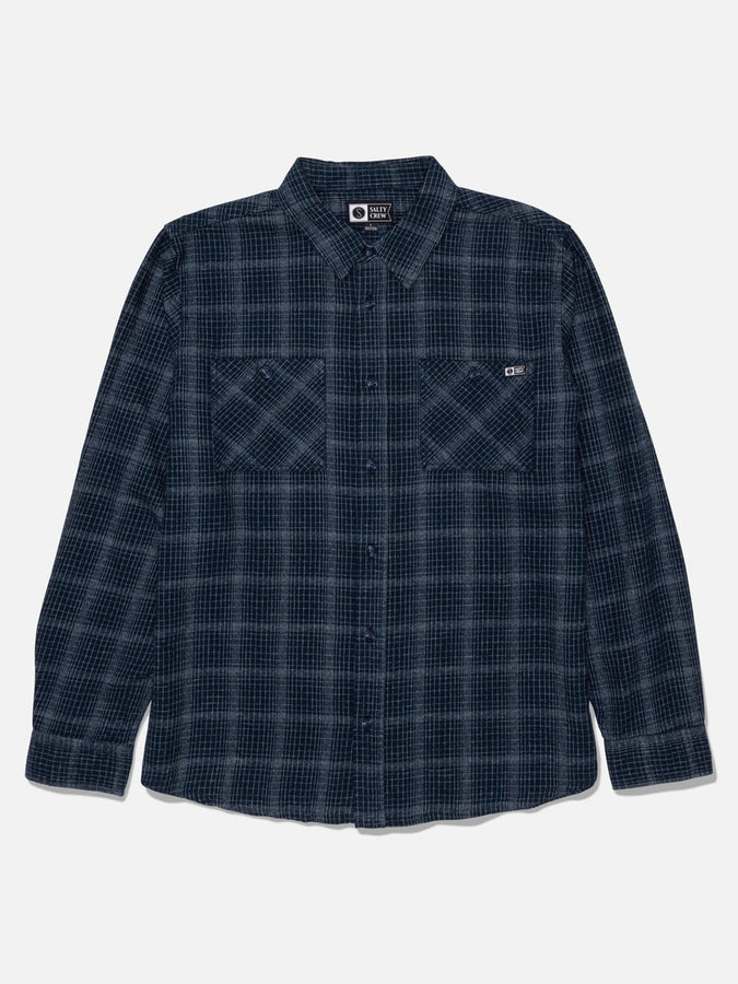 Salty Crew Fine Line Flannel Long Sleeve Buttondown Shirt Holiday 2026 | NAVY