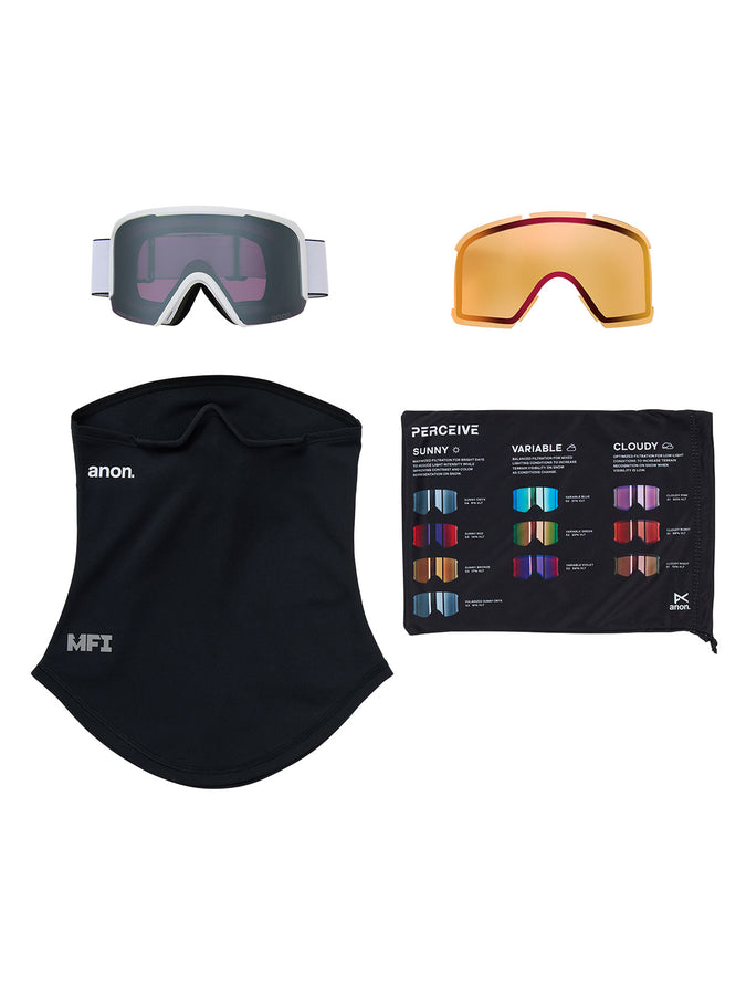 Anon Nesa White/Sunny Onyx + Cloudy + MFI Face Mask Goggle | WHITE/PRCV SUNNY ONYX (Z59)