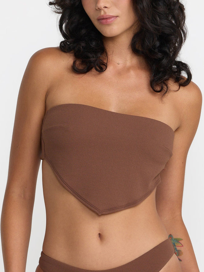 RVCA Crinkle Scarf Tie Bandeau Bikini Top Fall 2026 | CHOCOLATE (CHO)