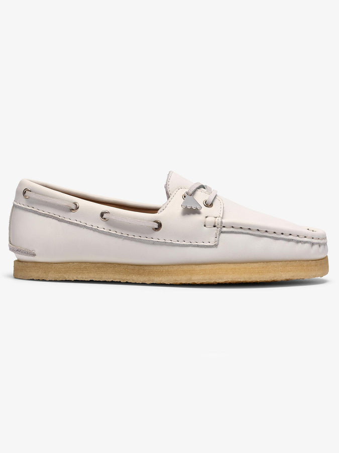 Clarks Godney Boat White Grain Leather Shoes Spring 2026 | WHITE GRAIN LEATHER