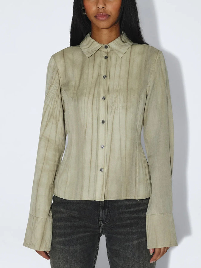 Dr. Denim Mila Seam Long Sleeves Buttondown Shirt Fall 2026 | WASHED BEIGE (BR1)