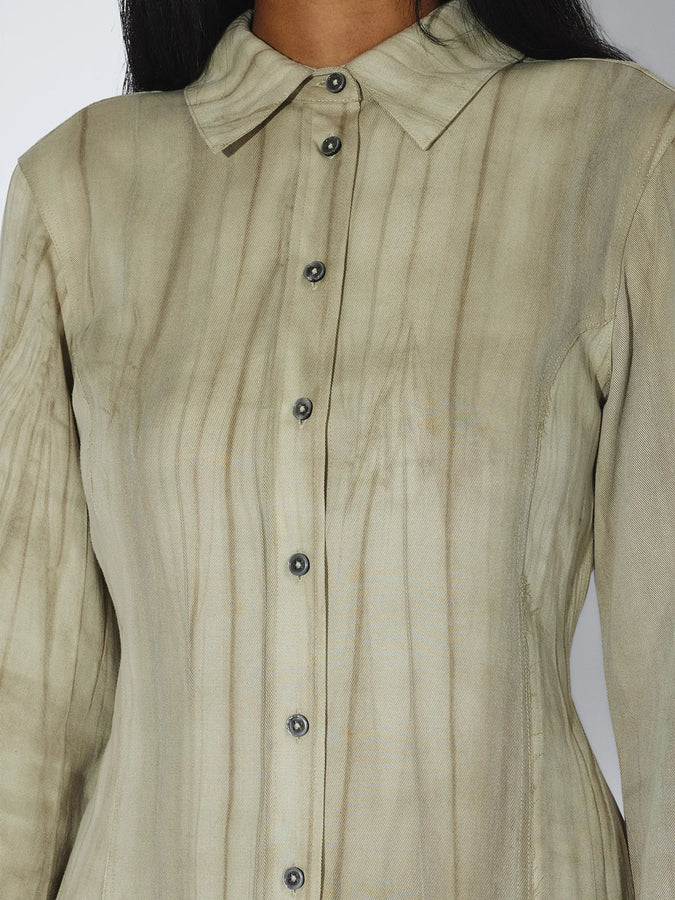Dr. Denim Mila Seam Long Sleeves Buttondown Shirt Fall 2026 | WASHED BEIGE (BR1)