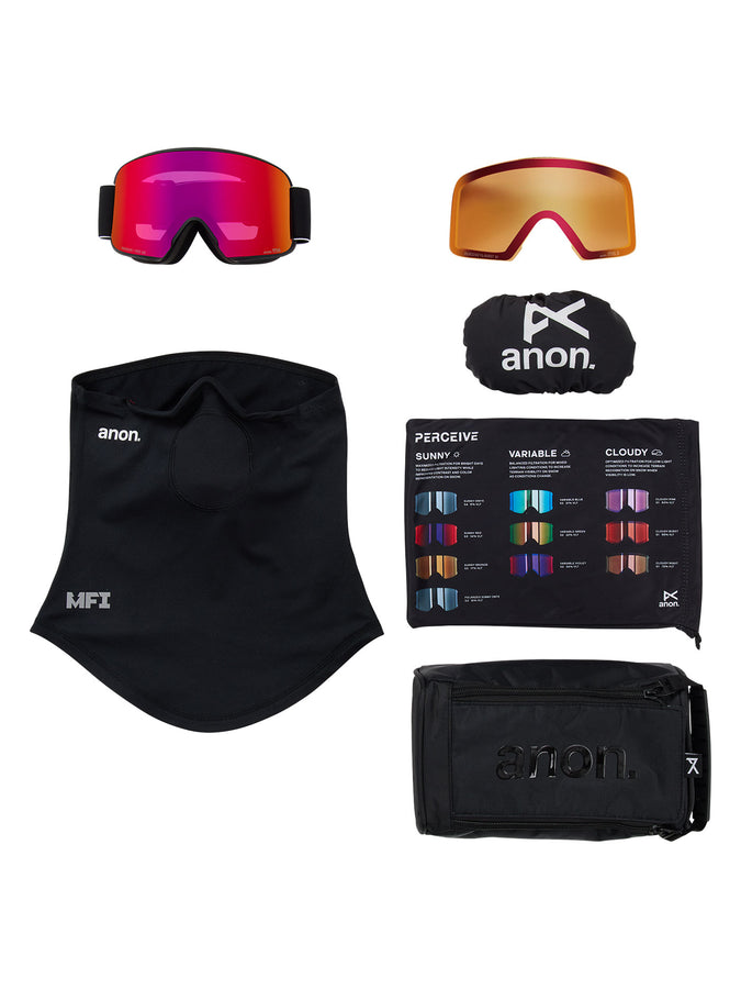 Anon M6 Black/Prcv Sunny Red + Cloudy + MFI Face Mask Goggle | BLACK/PRCV SUNNY RED (Z58)