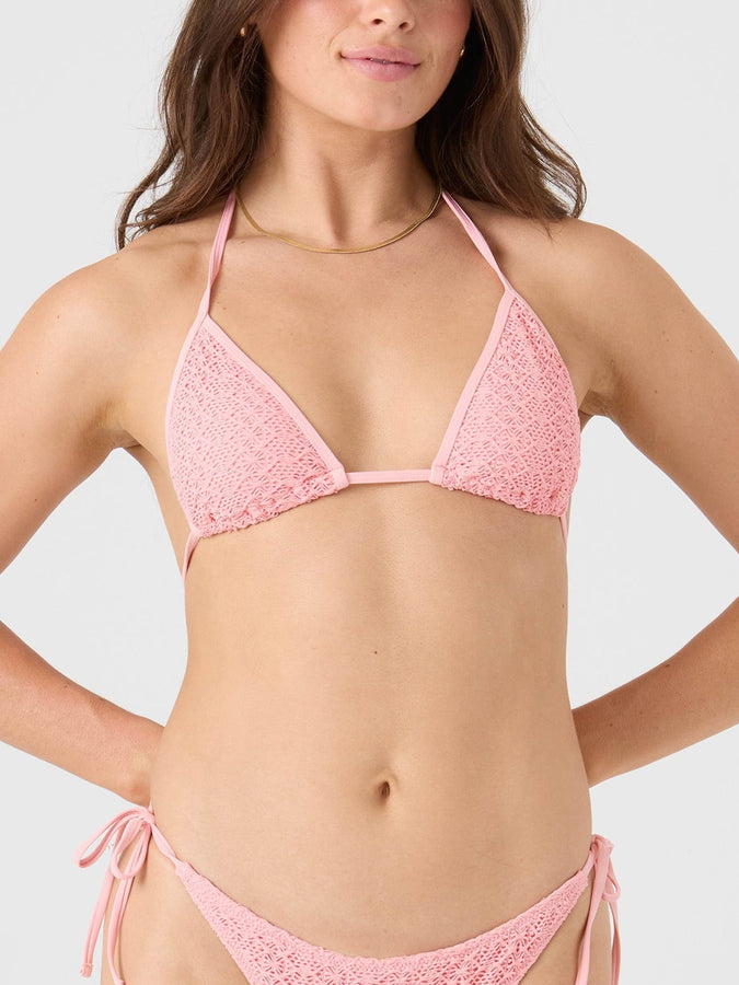 Roxy Crochet Mini Tiki Triangle Bikini Top Summer 2026 | PETAL PINK (PPK)