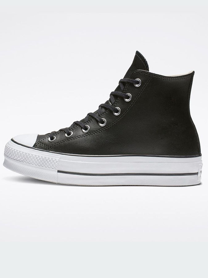 Converse Chuck Taylor All Star Lift Leather High Top Shoes | BLACK/BLACK/WHITE