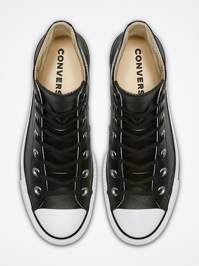 Converse Chuck Taylor All Star Lift Leather High Top Shoes | BLACK/BLACK/WHITE