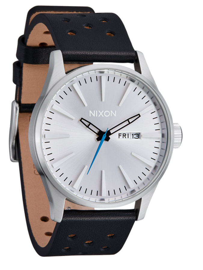 Nixon Sentry Leather Chrome/Silver Sunray/Black Watch 2024 | CHRM/SLVR SNRY/BLK (5269)
