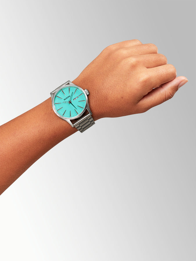 Nixon Sentry Stainless Steel Silver/Turquoise Watch | SILVER/TURQUOISE (2084)