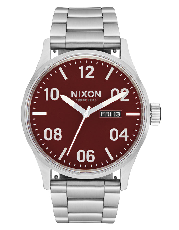 Nixon The Sentry SS Silver/Cranberry Watch | SILVER/CRANBERRY (5198)