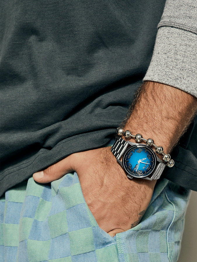 Nixon Sentry Stainless Steel Fisheye/Silver/Polar Blue Watch | FISHEYE/SLVR/POLAR BLUE (5320)