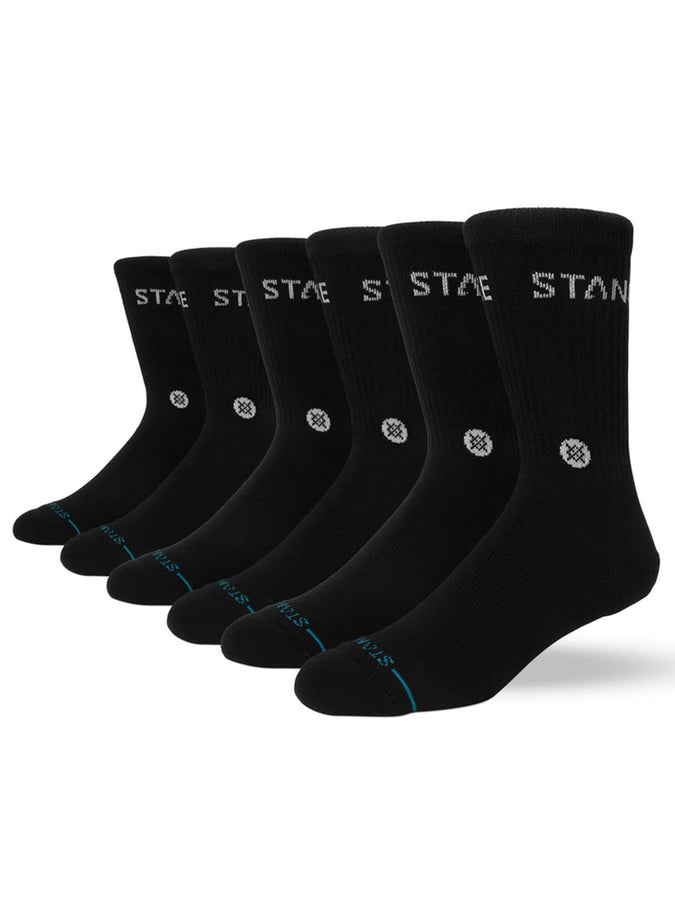 Stance Origin Crew 6 Pack Black Socks (Youth 7-14) | BLACK (BLK)