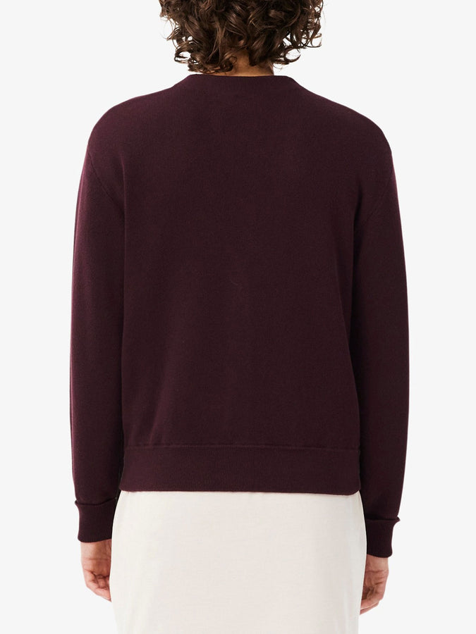 Lacoste V-Neck Moss Stitch Cardigan Fall 2026 | DARK BURGUNDY (3KE)
