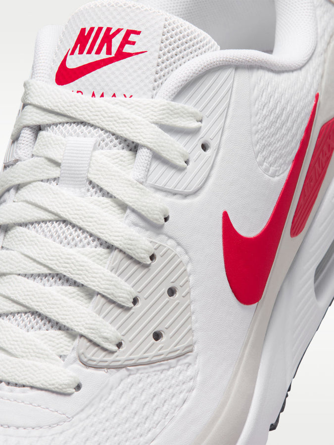 Nike Golf Air Max 90 White/Fire Red Shoes Fall 2026 | WHITE/RED/LT OREWOOD BRN (107)
