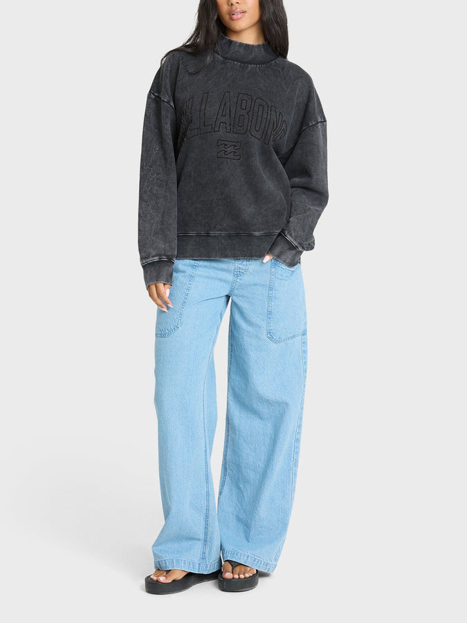 Billabong Sun Washed Mock Neck Crewneck Sweatshirt Fall 2026 | BLACK SANDS (BSD1)