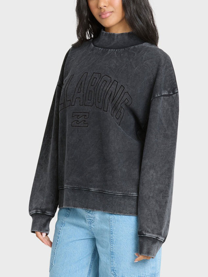 Billabong Sun Washed Mock Neck Crewneck Sweatshirt Fall 2026 | BLACK SANDS (BSD1)