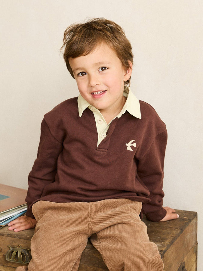 Rhythm Dreamin Long Sleeve Rugby Polo (Boys 2-7) Holiday 2025 | CHOCOLATE