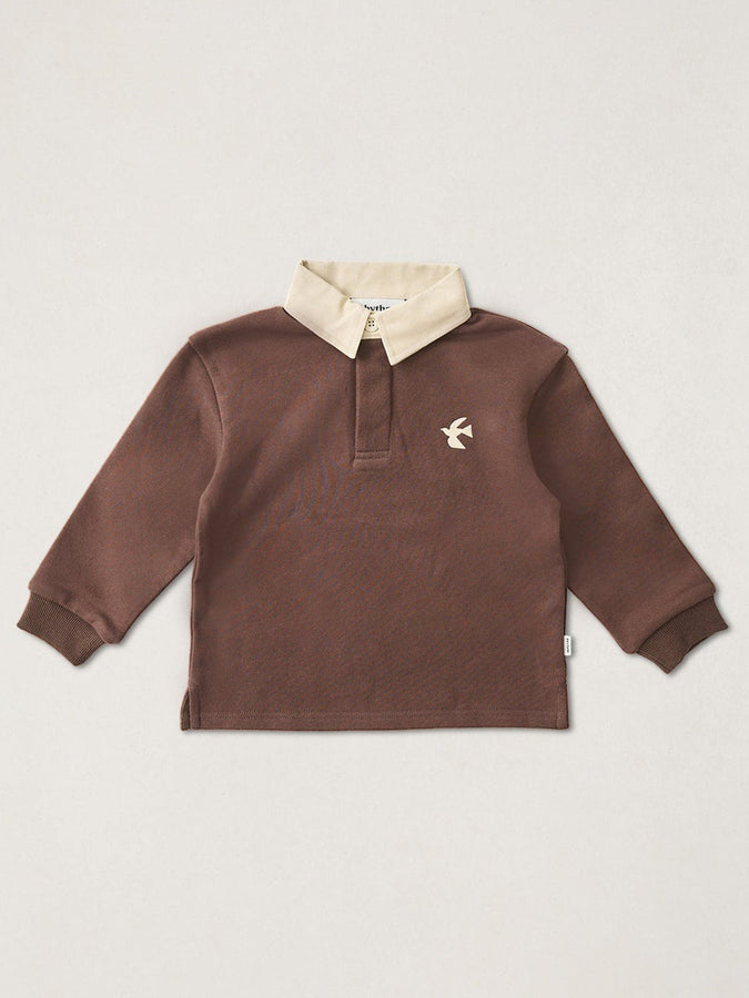 Rhythm Dreamin Long Sleeve Rugby Polo (Boys 2-7) Holiday 2025 | CHOCOLATE