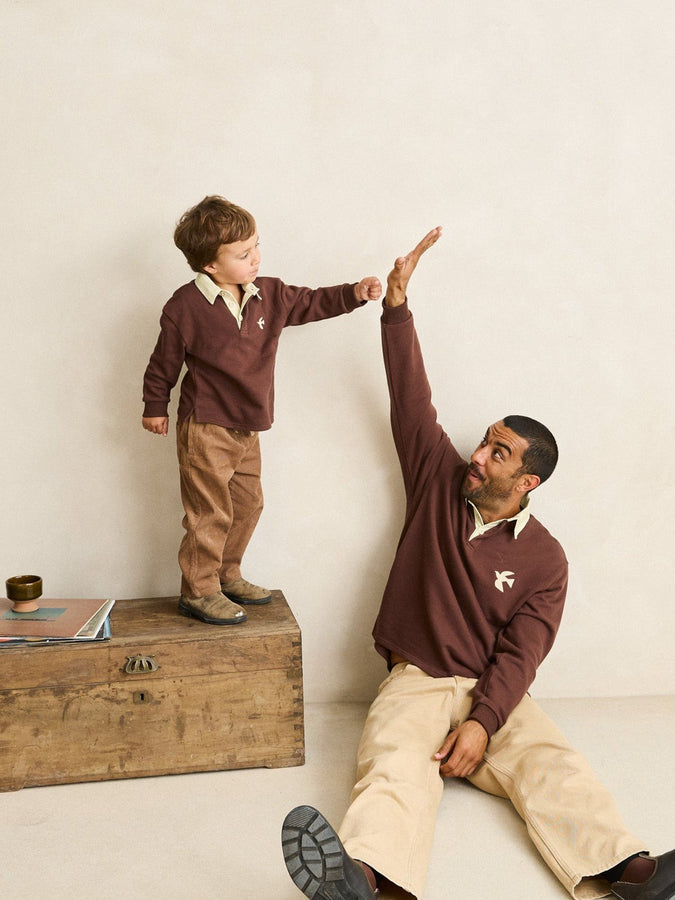 Rhythm Dreamin Long Sleeve Rugby Polo (Boys 2-7) Holiday 2025 | CHOCOLATE