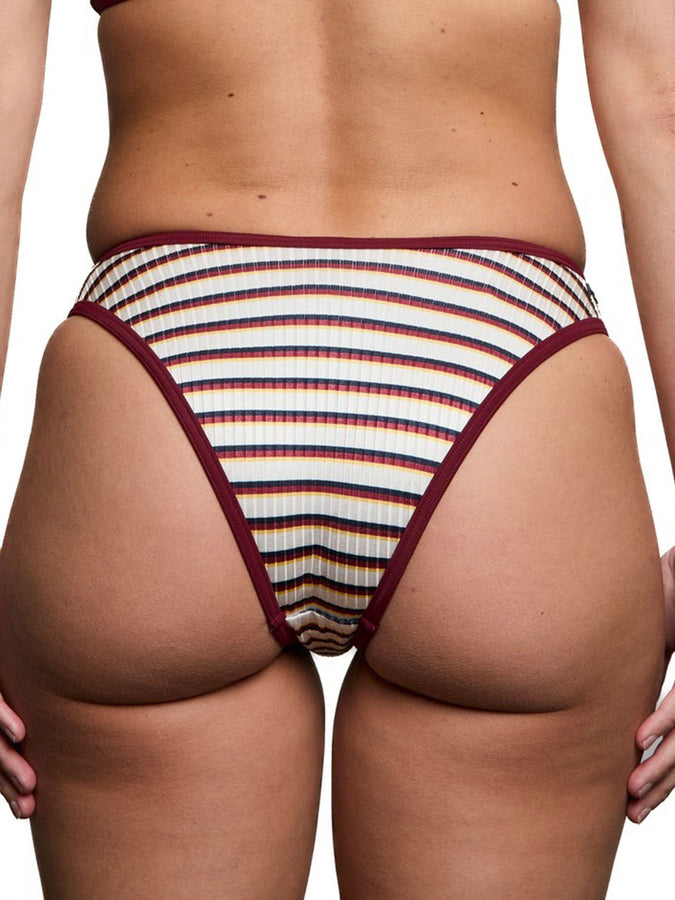 NTB Georgette Binding Shiny Rib Bikini Bottom Spring 2026 | MULTI BURGUNDY STRIPES