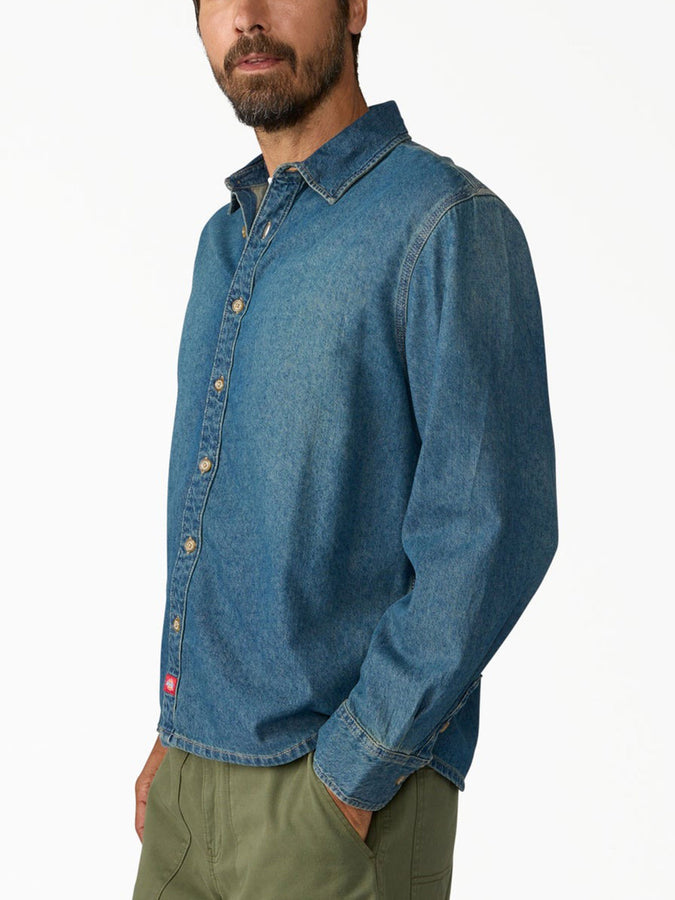 Dickies Lightweight Denim L/S Buttondown Shirt Spring 2026 | KHAKI TINTED BLUE (L23)