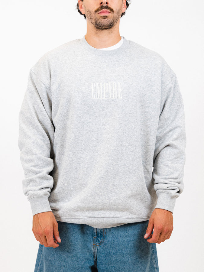 Empire Block Embroidered Crewneck Sweatshirt Fall 2025 | GREY HEATHER