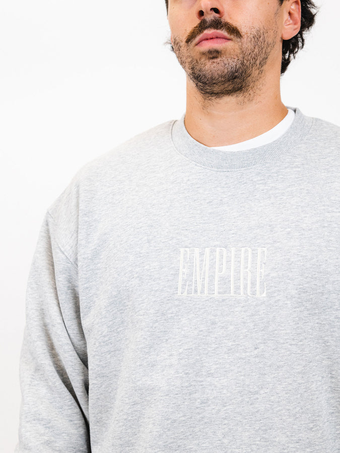 Empire Block Embroidered Crewneck Sweatshirt Fall 2025 | GREY HEATHER