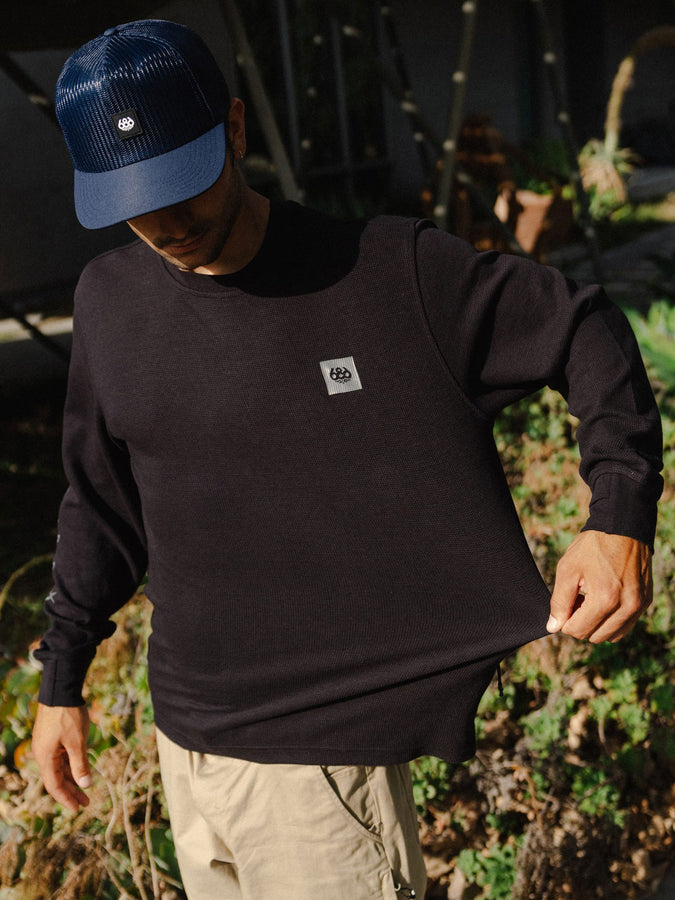 686 Let's Chill Waffle Long Sleeve T-Shirt Fall 2026 | BLACK (BLK)