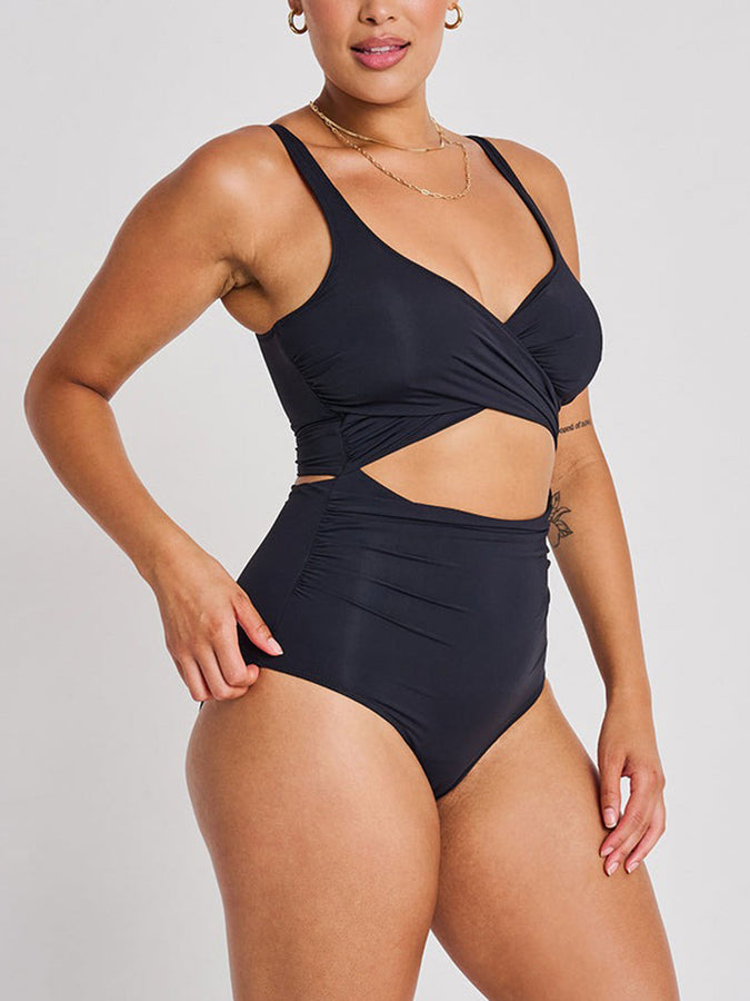 Everyday Sunday Basic Wrap Blk One Piece Swimsuit Spring 2026 | BLACK