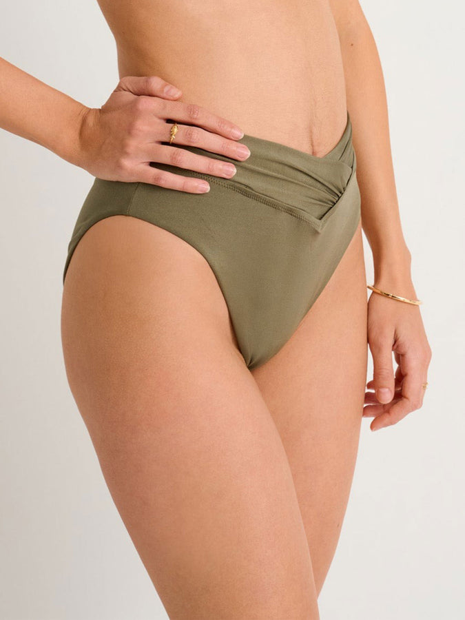 ES Dusty Olive High Retro Shirred Bikini Bottom Spring 2026 | DUSTY OLIVE