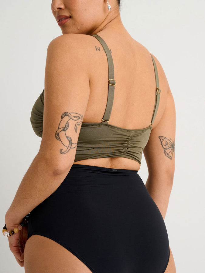 ES Dusty Olive Wrap One Piece Swimsuit Spring 2026 | DUSTY OLIVE