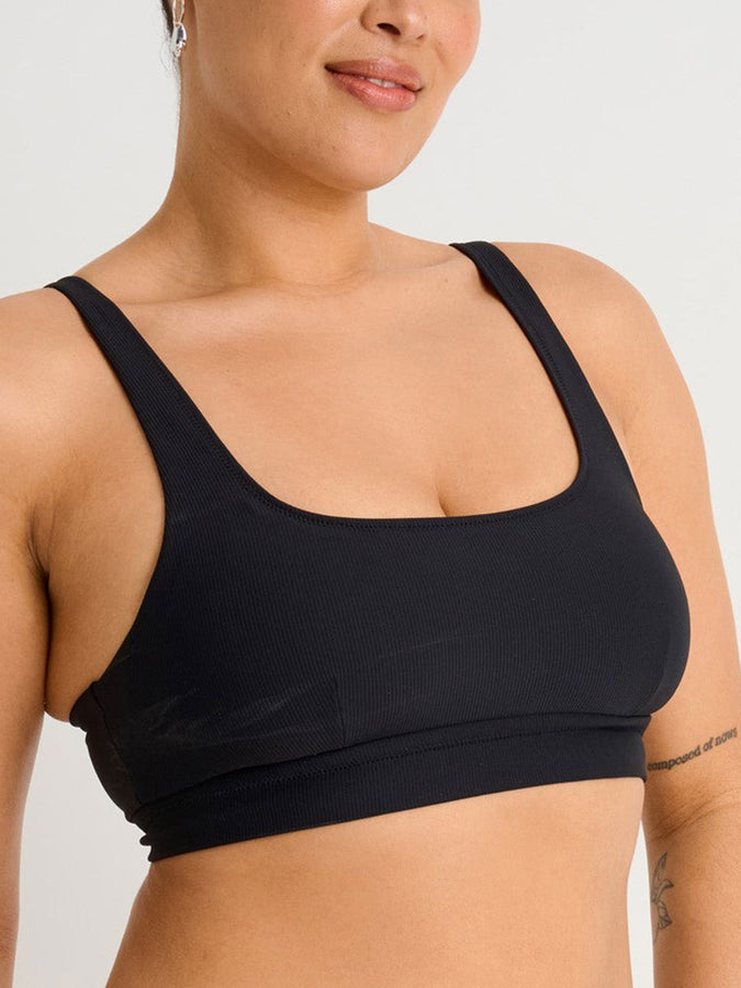 ES Black Recycled Rib Crop Open Back Bikini Top Summer 2026 | JET BLACK